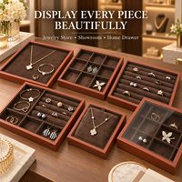 Plateau de rangement en velours personnalisé pour bijoux, insert de tiroir avec logo, compartiments personnalisables, séparateurs amovibles pour bagues et boucles d'oreilles