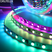 Bande lumineuse LED 5050 RVB adressable individuellement WS2811 WS2812B WS2813 DC12V 24V 10mm PCB 60 LEDs/m bande de pixels programmable