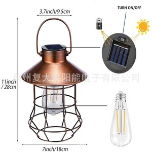Solar Iron Lantern <b>Led</b> Wall Mount Outdoor Garden <b>Light</b> Water Resistant With Solar Panel And <b>Light</b> <b>Sensor</b> - Product Image 5
