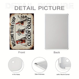 Letrero Metálico Divertido para <span class=keywords><strong>Gallinero</strong></span>, Decoración Rústica para Pared de <span class=keywords><strong>Gallinero</strong></span> con la Frase 'We Are All Cluckin Crazy' - Product Image 3