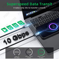 Kabel Ekstensi USB C 4K 60HZ 100W 10Gbps USB3.2 USB3.1 Gen2 Kabel Sudut Kanan Tipe C Extender Pengisian Cepat untuk PS5 VR
