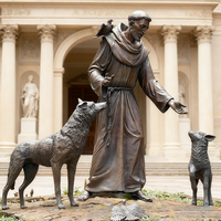 Statue de Saint François d'Assise en bronze, taille réelle, style traditionnel moderne, sur mesure, pour exposition extérieure, figurine en métal peinte