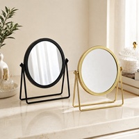 Miroir de maquillage rotatif double face de style européen en métal pour table de toilette de chambre à coucher