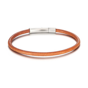 Bracelet en cuir véritable pour homme minimaliste, best-seller, avec fermoir magnétique en acier inoxydable, bracelet en cuir brun - Product Image 2