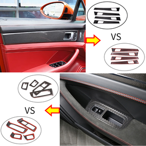 Panneau de poignée de porte en fibre de carbone véritable panneau de boutons de fenêtre décoratif pour accessoires intérieurs Porsche Panamera - Product Image 5