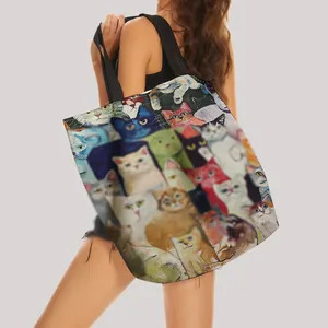 Bolsa de ombro de lona para armazenamento de animais de estimação, bolsa de ombro de sublimação térmica ecológica de moda fofa para gatos