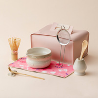 Ensemble de bols à matcha en porcelaine de style japonais, écologique, très vendu à l'international, avec fouet, support à thé et filtre, boîte cadeau personnalisable avec logo