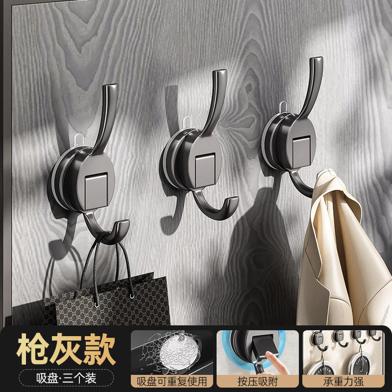 สีเทาปืน - ถ้วยดูด 3 แพ็ค ตะขอหางฟีนิกซ์แบบหนา