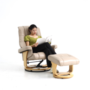 Geeksofa ZOY Chaise pivotante <span class=keywords><strong>inclinable</strong></span> en cuir et tissu <span class=keywords><strong>Fauteuil</strong></span> de loisirs <span class=keywords><strong>inclinable</strong></span> <span class=keywords><strong>Fauteuil</strong></span> simple avec pouf et fonction de massage par vibration - Product Image 1