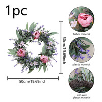 Cincin Bunga Simulasi Dekorasi Natal Pernikahan Tanaman Hijau Dekorasi Bunga Buatan Mawar Hydrangea Daisy