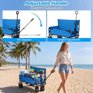 3-in-1 Wide All-Terrain Wheels <strong>Folding</strong> Wagon Beach <strong>Cart</strong> Collapsible Utility Wagon Heavy Duty Garden Camping <strong>Cart</strong> - Product Image 4