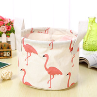Maison pliable petit rangement coton lin rond bacs de rangement panier pour bureau CD stockage de jouets