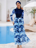 Nouveau design Burkini de bonne qualité 4 pièces Femme Haut+Pantalon+Hijab+Jupes Burkini musulman Maillots de bain musulmans pour femmes