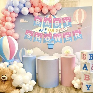 <span class=keywords><strong>Guirlande</strong></span> de fanions en papier <span class=keywords><strong>rose</strong></span> et bleu pour la fête de bienvenue du nouveau-né, décorations de fête prénatale, accessoire photo - Product Image 6