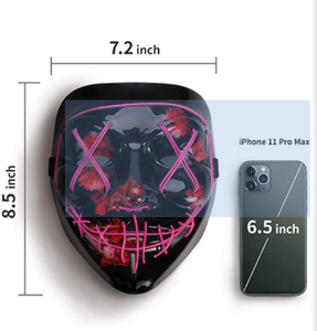 Disfraz <span class=keywords><strong>de</strong></span> neón para fiesta <span class=keywords><strong>de</strong></span> Halloween, máscara <span class=keywords><strong>de</strong></span> <span class=keywords><strong>purga</strong></span> LED brillante en <span class=keywords><strong>la</strong></span> oscuridad - Product Image 4