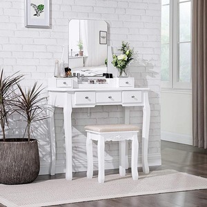 Coiffeuse moderne en bois avec miroir sur pied et tabouret Nouvelle arrivée Meubles de <span class=keywords><strong>chambre</strong></span> ou d'appartement pour filles - Product Image 6