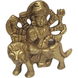 PARIJAT Handicrafts 2.7 Inches Brass Sculpture Durga Idol for Religious Hindu Home Decor Metal Art <b>Ornament</b> for Office Space - Product Image 2