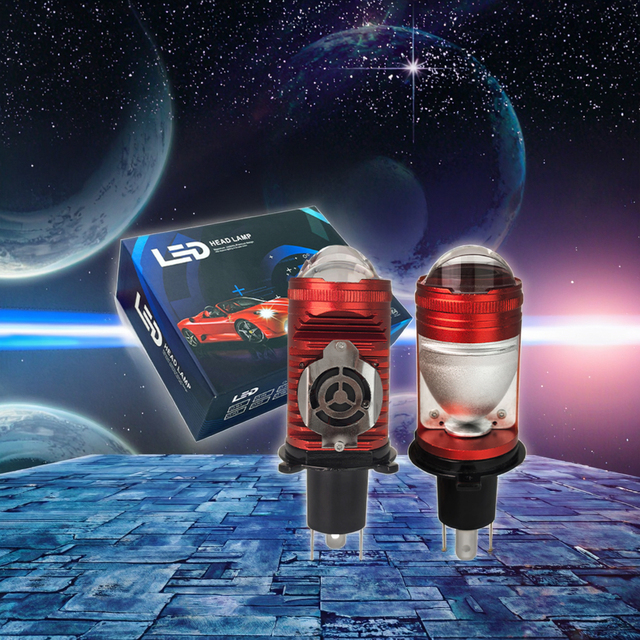 T9 H4 LED Projector Headlight Plug & Play 50W 6000K 12V New | High Brightness Bi-LED Mini Projector Automotive Lighting