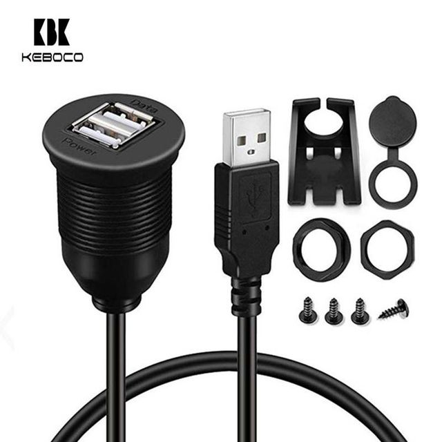 Chinese Factory A-Male to Dual 2 A-Female Cable Waterproof Dual USB Panel Mount Extension Cable for Car Truck Boat Motorcycle