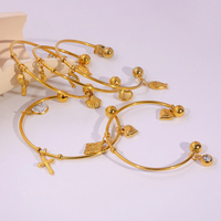 Bracelet manchette réglable en acier inoxydable pour animaux de l'océan 18 carats avec coquillage dauphin étoile de mer breloques strass bijoux d'été
