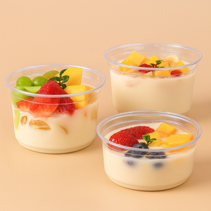 Copos de Sobremesa Descartáveis Ecológicos de Plástico <span class=keywords><strong>PET</strong></span>/PLA com Tampas, Tigelas de Sorvete em Vários Tamanhos para Sundae, Iogurte Congelado e Parfaits - Product Image 4