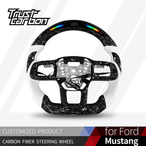 Volant chauffant en fibre de carbone forgée blanche personnalisé avec LED pour Ford Mustang GT GT350 GT500 GTD Dark Horse 2023 2024 2025 - Product Image 2