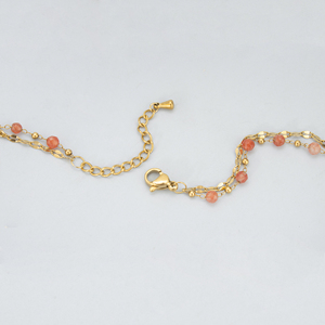 MH59 <span class=keywords><strong>1</strong></span> unid/lote joyería de moda collar hecho a mano 18K chapado en oro de acero inoxidable piedras naturales collar de doble capa - Product Image 4