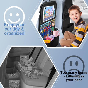 Organisateur de siège arrière de voiture personnalisé avec plateau, poches de rangement, protection de siège arrière avec support pour <span class=keywords><strong>tablette</strong></span> tactile pour les voyages des enfants - Product Image 4