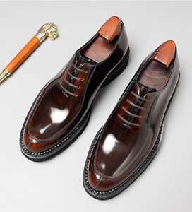 Chaussures Oxford à lacets pour hommes en cuir de veau, style italien de luxe, plates, de qualité supérieure, pour le bureau, le mariage, toutes saisons - Product Image 3