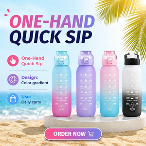Gourde parfumée 1000 ml pour filles, ludique et créative, au design attrayant, pour le sport et le fitness, avec paille et utilisation à une main - Product Image 1
