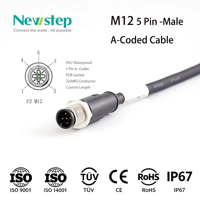 [Calidad Superior] Juego de Cables M12 de 5 Pines Macho a Hembra, Conector y Enchufe Impermeables IP67 para Sensores y Codificadores, Diseño Duradero con Revestimiento de TPU