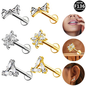 Piercing pour lèvre en titane F136, alliage de titane, forme de fleur, bijoux à porter au quotidien - Product Image 1