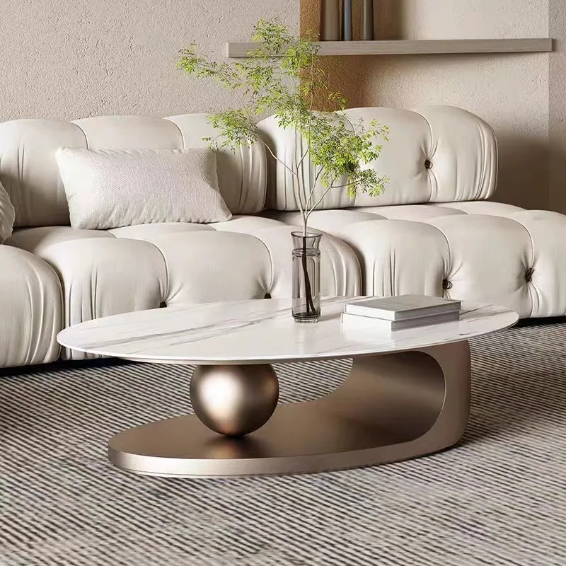 Mesa de centro com pernas em aço inoxidável dourado para sala de estar, novo design moderno