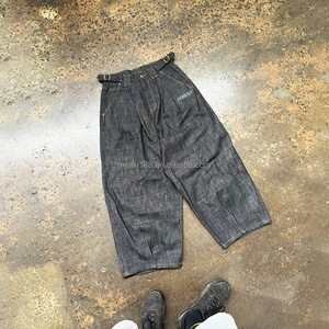 Jean vintage personnalisé pour homme en denim brut original, coupe droite ample et décontractée, avec boucle arrière, en denim japonais selvedge - Product Image 1