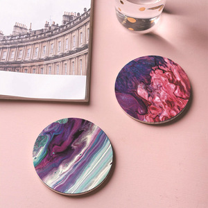 แผ่นรองแก้วเซรามิกรูปทรงกลมสีสันสดใส ดูดซับรังสียูวี ทนทาน เหมาะสำหรับกาแฟและของขวัญส่วนตัว - Product Image 3