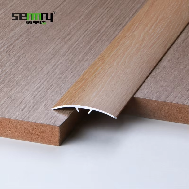 Modern Wood Grain Style Aluminium Floor Transition Threshold Cover Metal Flooring Accessories Strip Trim for Apartment Use