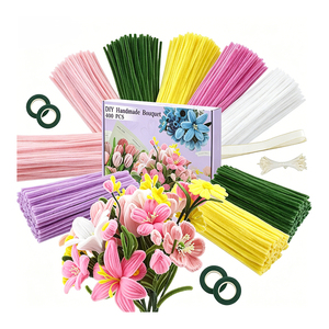 Material de arte educativo DIY, limpiapipas de terciopelo de 8 mm para decoraciones creativas en el aula y hermosas flores de limpiapipas - Product Image 5