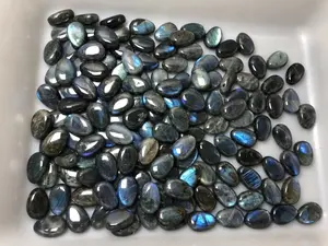 Miss Stone Factory Naturel Bleu Couleur Labradorite Pendentif Lâche Quartz Gemstone Argent Noir Coussin Poli 100pcs Bijoux