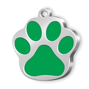 Placa de Identificación para Mascotas, Diseño de Pata Grande, Metálica Verde, para Perros y Gatos - Product Image 1