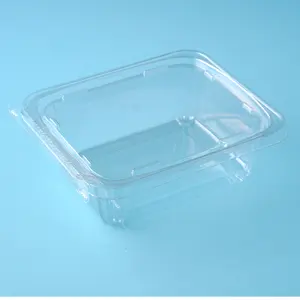 Eco-friendly RPET Recycled PET Dispocable Food Box Salad Packaging Plastic Tamper Evident Container With Tamper Proof Lid