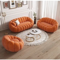 Ensemble de 2 canapés pour enfants, petits, incurvés, 5 places, en forme de bulle de jardin, design citrouille, en nylon tressé coloré, pour hôtels