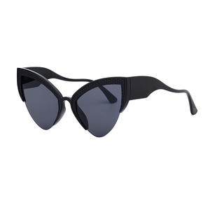 Gafas de sol elegantes estilo ojo de gato para mujer, protección UV400, lentes de PC con media montura, estilo europeo - Product Image 5