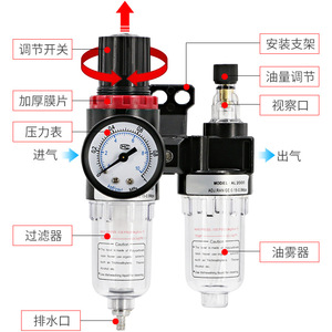 Unidad de Filtro Regulador de Presión para Fuente de Aire Airtac, Separador de Aceite y Agua, Conjunto Neumático Triple - Product Image 1