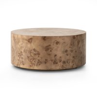 Table basse ronde en bois plaqué burl minimaliste de luxe pour la décoration du salon