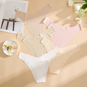 Culottes string bikini invisibles pour femmes, taille basse, teinture unie, sans couture, écologiques, en nylon/spandex - Product Image 3