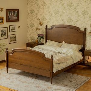 Lit double king/queen moderne de luxe réglable en bois massif acajou, panneau en contreplaqué non pliable, design élégant et contemporain pour la maison - Product Image 1