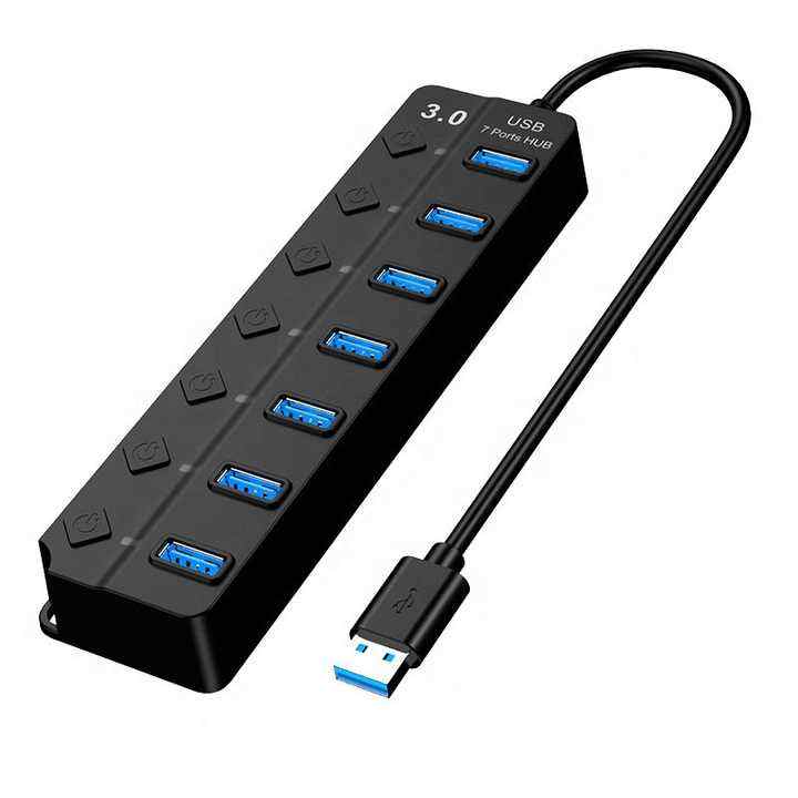 Venta caliente Usb 3,0 4 puertos 7 puertos Usb Hub 3,0 alta velocidad 5gbps Micro Usb Hub Splitter Adaptador 7 puertos Hub