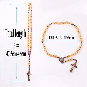 Rosario Católico con Cruz y Colgante de Crucifijo, Collar Religioso Unisex, Cuentas de Madera para Rezar, Rosarios, Regalo de Pascua, Recuerdos de Iglesia - Product Image 3