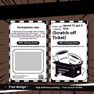 กา<span class=keywords><strong>ร</strong></span>์ดแบบมีรอยข่วนลายการ์ตูนแบบส<span class=keywords><strong>ร</strong></span>้างส<span class=keywords><strong>ร</strong></span><span class=keywords><strong>ร</strong></span>ค์<span class=keywords><strong>ร</strong></span>หัสสองมิติสำหรับ<span class=keywords><strong>ร</strong></span>้านกาแฟชานมเขียนด้วยลายมือ - Product Image 4