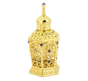 Bouteille de parfum au détail à l'ancienne de 10ml en forme de coeur verre de cristal bouchon de bâton de verre métallique emballage d'huile essentielle industriel